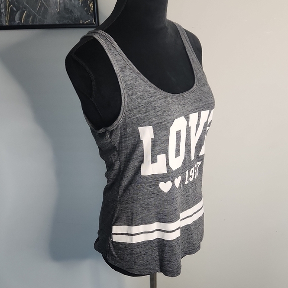 ON FIRE "LOVE 1987" Gray Racerback Tank Top – Size L - Picture 3 of 5